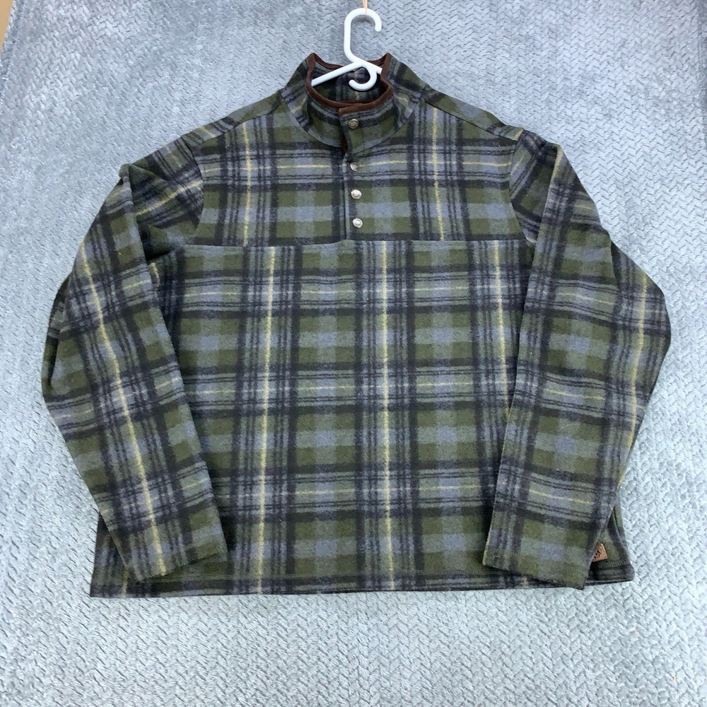 John Wayne Timeless Classic Fleece 1/4 Snap Pullover Plaid Shirt Mens Size 2XL
